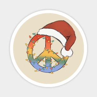 Peace Sign Santa Hat Christmas Lights Magnet